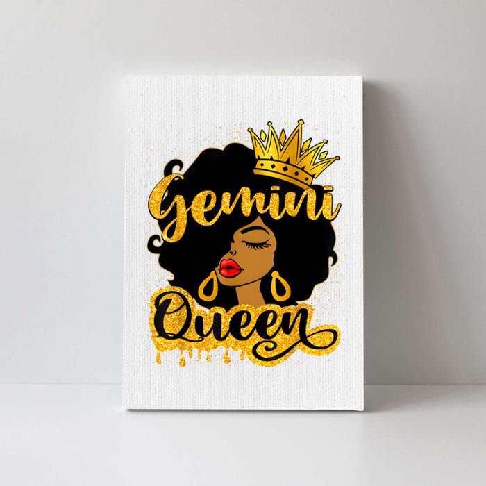 Gemini Queen Zodiac Sign Birthday Girl Afro Black Woman Canvas