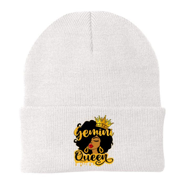 Gemini Queen Zodiac Sign Birthday Girl Afro Black Woman Knit Cap Winter Beanie