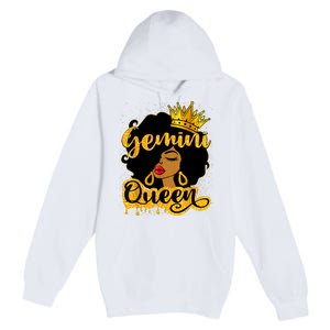 Gemini Queen Zodiac Sign Birthday Girl Afro Black Woman Premium Pullover Hoodie