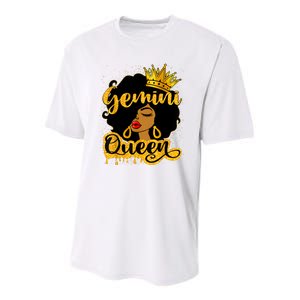 Gemini Queen Zodiac Sign Birthday Girl Afro Black Woman Youth Performance Sprint T-Shirt