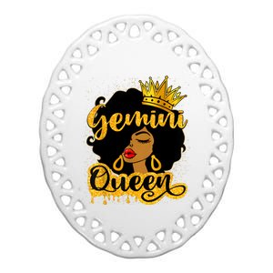 Gemini Queen Zodiac Sign Birthday Girl Afro Black Woman Ceramic Oval Ornament