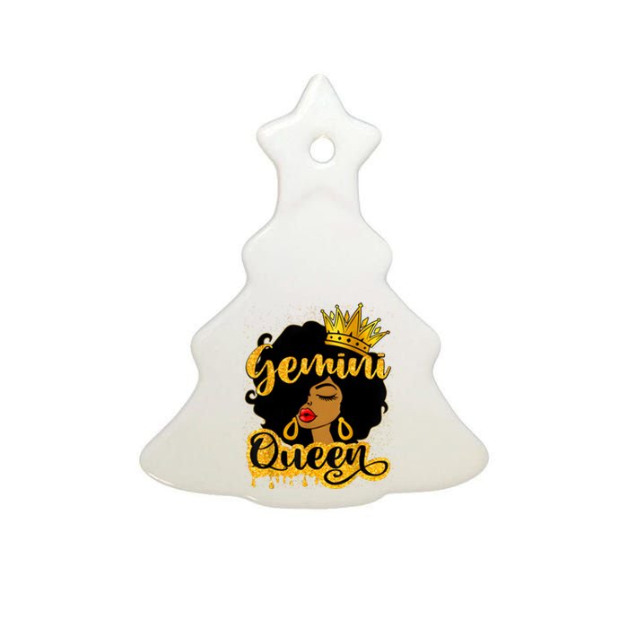 Gemini Queen Zodiac Sign Birthday Girl Afro Black Woman Ceramic Tree Ornament