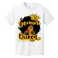 Gemini Queen Zodiac Sign Birthday Girl Afro Black Woman Kids T-Shirt