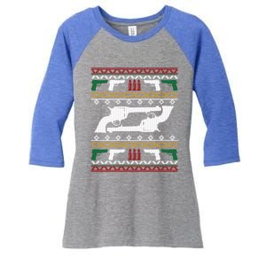 Gun Rights 2nd Adt Pistol Guns Ugly Christmas Gift Women's Tri-Blend 3/4-Sleeve Raglan Shirt