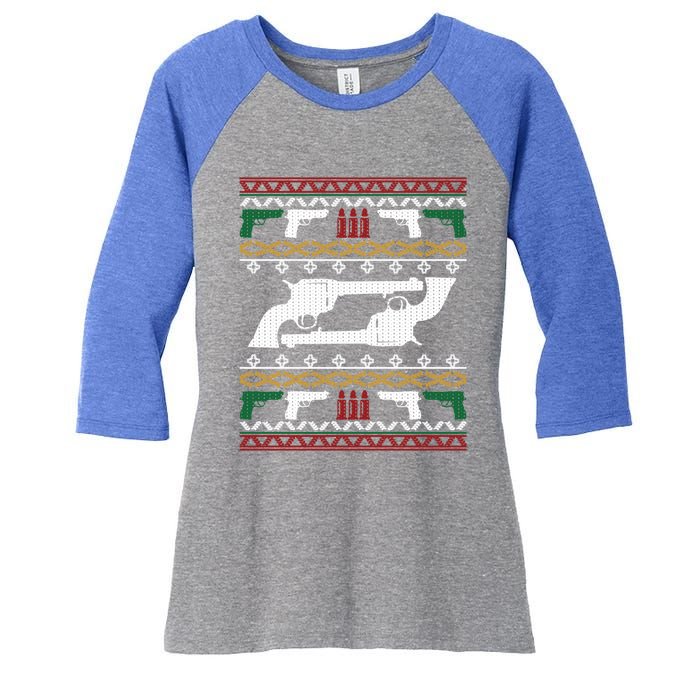 Gun Rights 2nd Adt Pistol Guns Ugly Christmas Gift Women's Tri-Blend 3/4-Sleeve Raglan Shirt