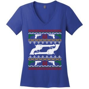 Gun Rights 2nd Adt Pistol Guns Ugly Christmas Gift Women's V-Neck T-Shirt