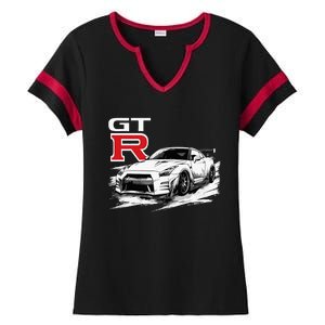 Gt R 35 Jdm Street Racing Drag Drift Sports Car Ladies Halftime Notch Neck Tee