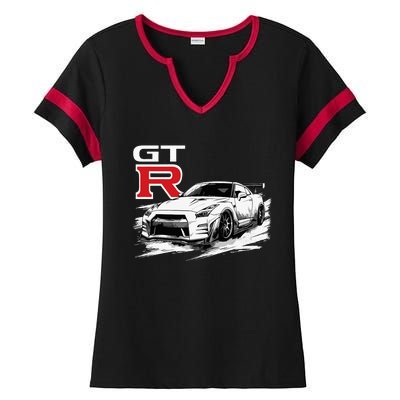 Gt R 35 Jdm Street Racing Drag Drift Sports Car Ladies Halftime Notch Neck Tee