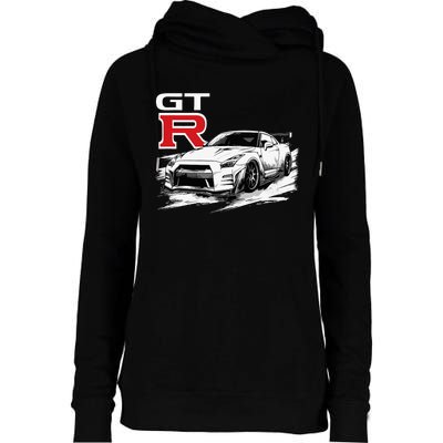 Gt R 35 Jdm Street Racing Drag Drift Sports Car Womens Funnel Neck Pullover Hood