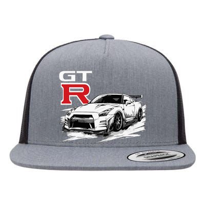 Gt R 35 Jdm Street Racing Drag Drift Sports Car Flat Bill Trucker Hat