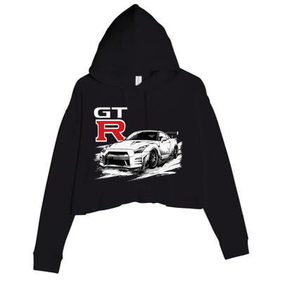 Gt R 35 Jdm Street Racing Drag Drift Sports Car Crop Fleece Hoodie