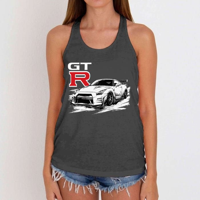 Gt R 35 Jdm Street Racing Drag Drift Sports Car Women's Knotted Racerback Tank