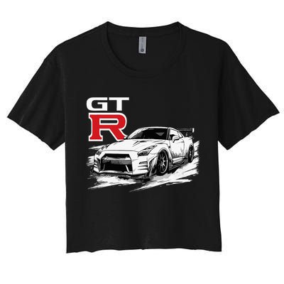 Gt R 35 Jdm Street Racing Drag Drift Sports Car Women's Crop Top Tee