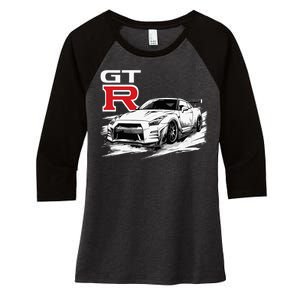 Gt R 35 Jdm Street Racing Drag Drift Sports Car Women's Tri-Blend 3/4-Sleeve Raglan Shirt