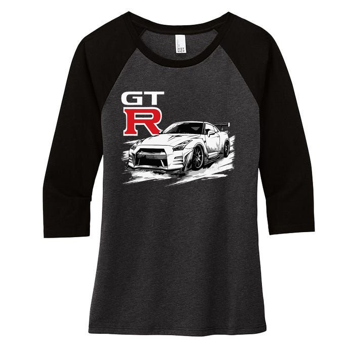 Gt R 35 Jdm Street Racing Drag Drift Sports Car Women's Tri-Blend 3/4-Sleeve Raglan Shirt