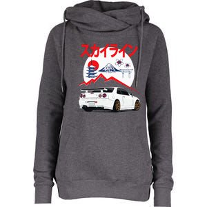 Gt R 34 Jdm Skyline Automotive Jdm Legend Tuning Car Womens Funnel Neck Pullover Hood