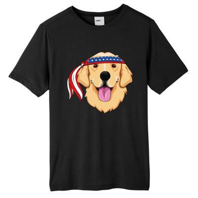 Golden Retriever 4th of July Family Dog Patriotic American Tall Fusion ChromaSoft Performance T-Shirt