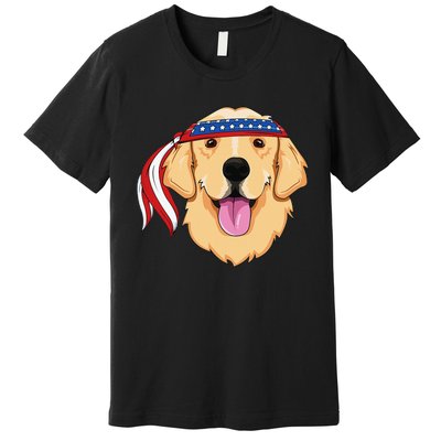 Golden Retriever 4th of July Family Dog Patriotic American Premium T-Shirt