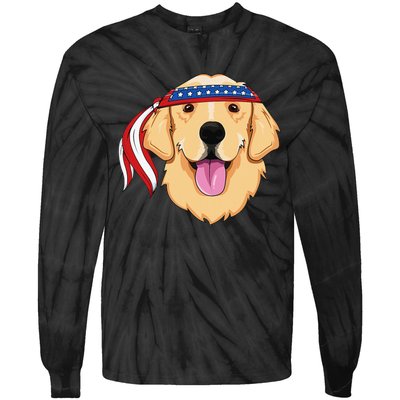 Golden Retriever 4th of July Family Dog Patriotic American Tie-Dye Long Sleeve Shirt