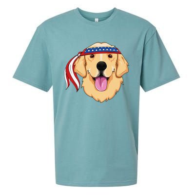 Golden Retriever 4th of July Family Dog Patriotic American Sueded Cloud Jersey T-Shirt