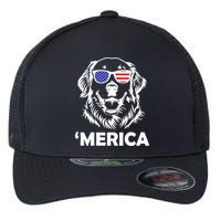 Golden Retriever 4th Of July Merica Flexfit Unipanel Trucker Cap