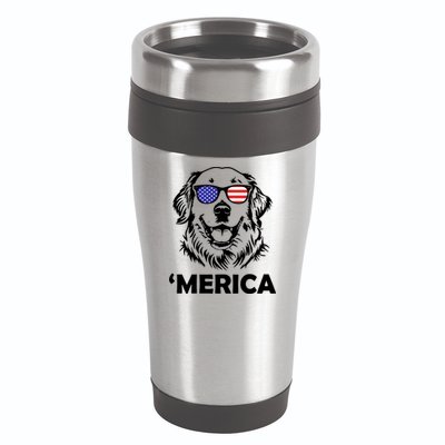 Golden Retriever 4th Of July Merica 16oz Travel Tumbler
