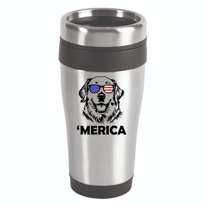 Golden Retriever 4th Of July Merica 16oz Travel Tumbler