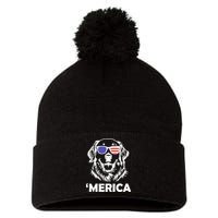 Golden Retriever 4th Of July Merica Pom Pom 12in Knit Beanie