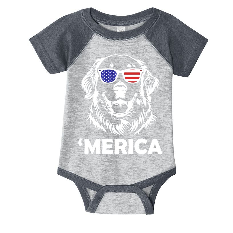 Golden Retriever 4th Of July Merica Infant Baby Jersey Bodysuit