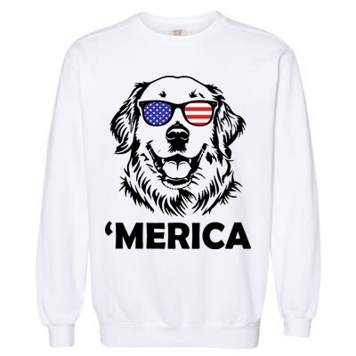 Golden Retriever 4th Of July Merica Garment-Dyed Sweatshirt