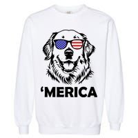 Golden Retriever 4th Of July Merica Garment-Dyed Sweatshirt