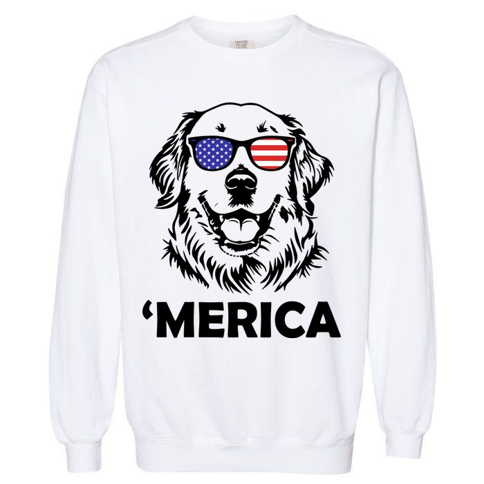 Golden Retriever 4th Of July Merica Garment-Dyed Sweatshirt