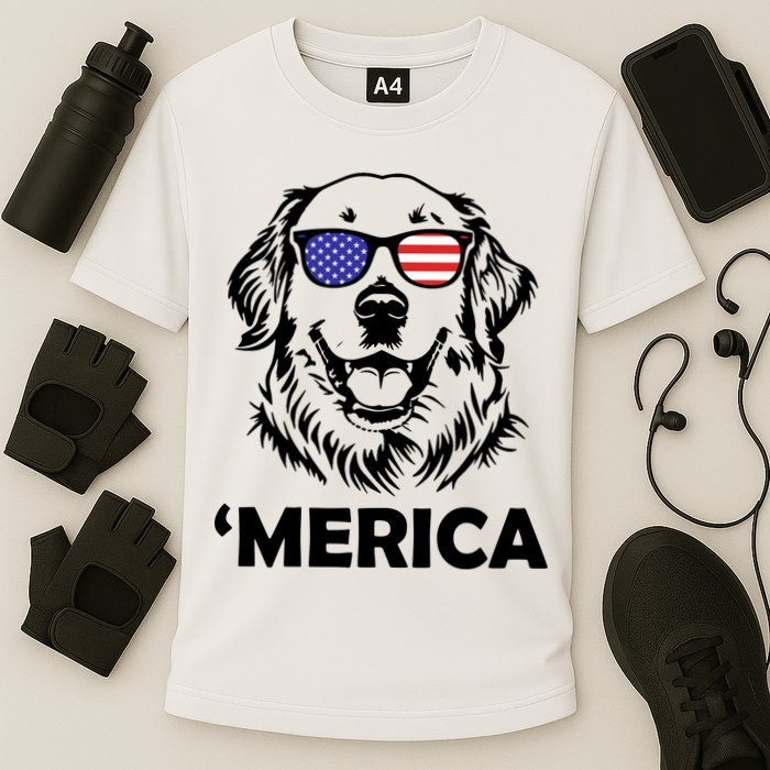 Golden Retriever 4th Of July Merica Performance Shirt