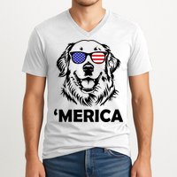 Golden Retriever 4th Of July Merica V-Neck T-Shirt
