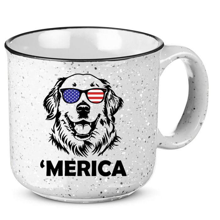 Golden Retriever 4th Of July Merica 15oz Campfire Ceramic Mug