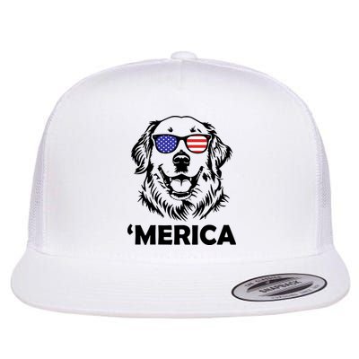 Golden Retriever 4th Of July Merica Flatbill Hat