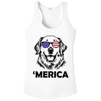 Golden Retriever 4th Of July Merica Ladies PosiCharge Competitor Racerback Tank