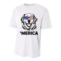Golden Retriever 4th Of July Merica Youth Performance Sprint T-Shirt