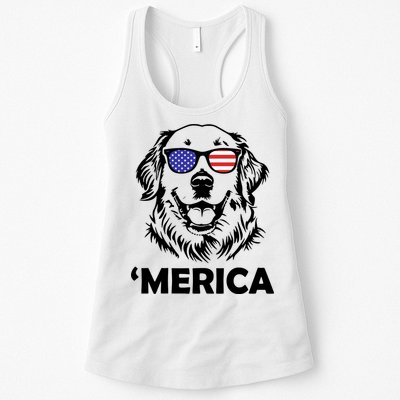 Golden Retriever 4th Of July Merica Womens Tank Top