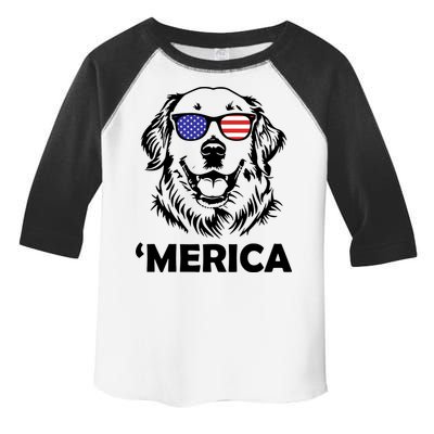 Golden Retriever 4th Of July Merica Toddler Fine Jersey T-Shirt