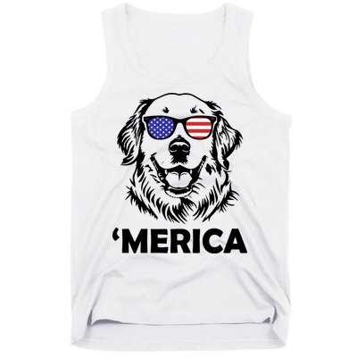 Golden Retriever 4th Of July Merica Tank Top