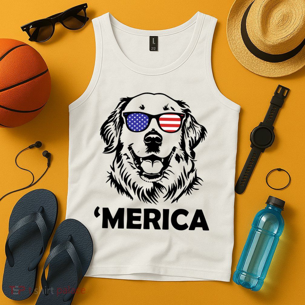 Golden Retriever 4th Of July Merica Tank Top
