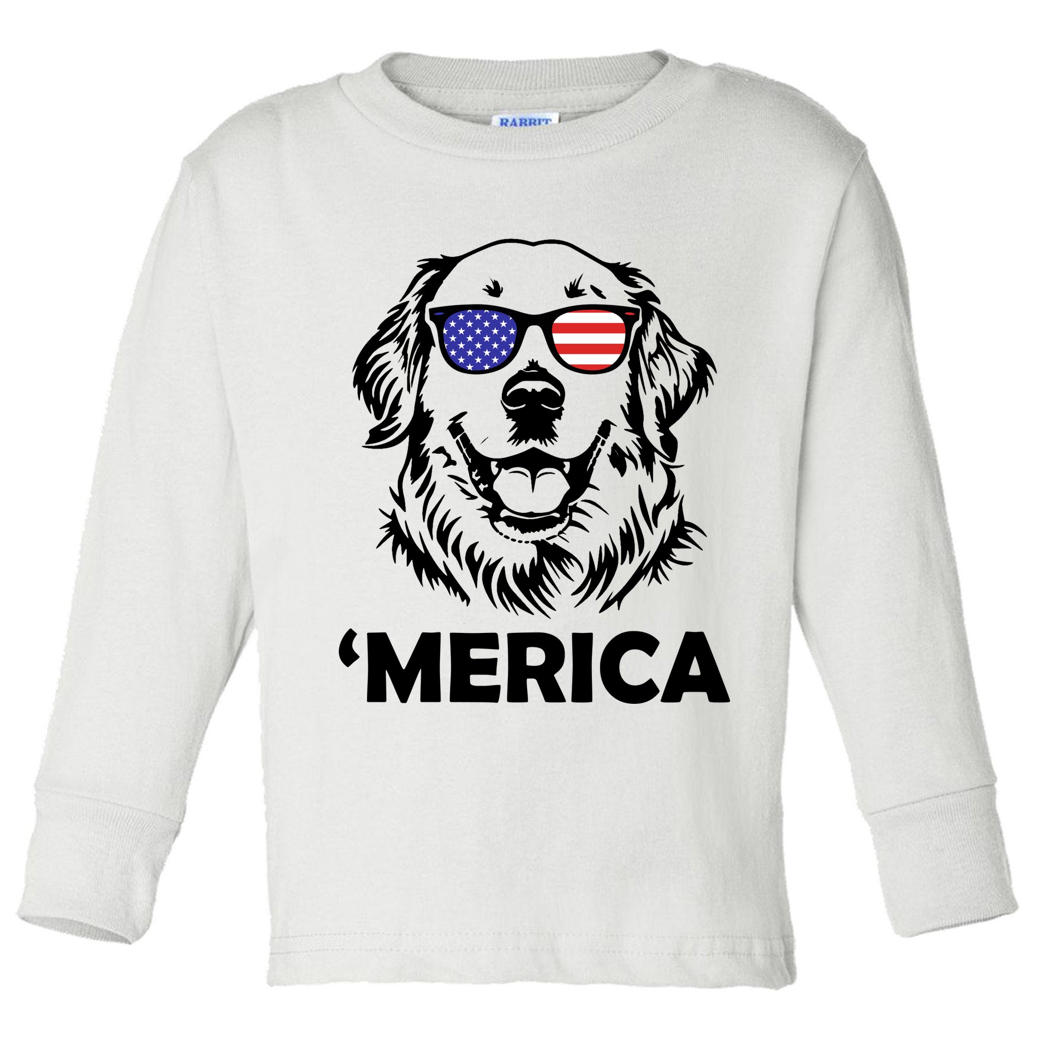 Golden Retriever 4th Of July Merica Toddler Long Sleeve Shirt