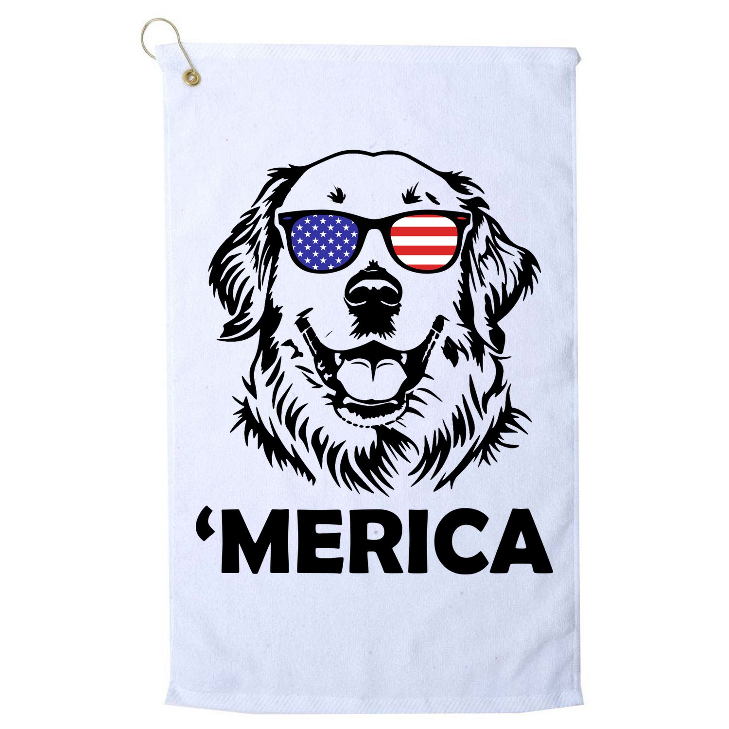 Golden Retriever 4th Of July Merica Golf Towel