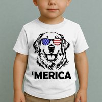 Golden Retriever 4th Of July Merica Toddler T-Shirt