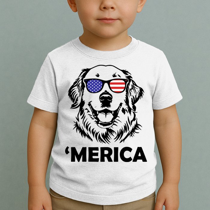 Golden Retriever 4th Of July Merica Toddler T-Shirt