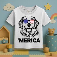 Golden Retriever 4th Of July Merica Toddler T-Shirt