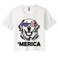 Golden Retriever 4th Of July Merica Women's Crop Top Tee