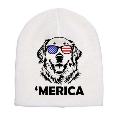 Golden Retriever 4th Of July Merica Short Acrylic Beanie