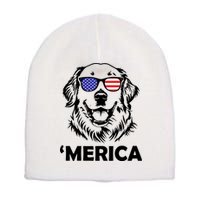 Golden Retriever 4th Of July Merica Short Acrylic Beanie